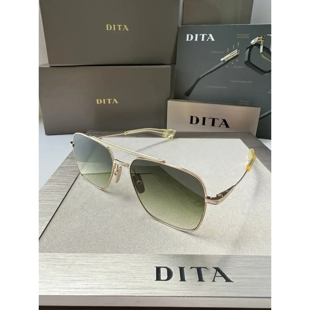 DITA FLIGHT SEVEN DTS 111 07 Brushed Gold Green Gradient Sunglasses AUTHENTIC